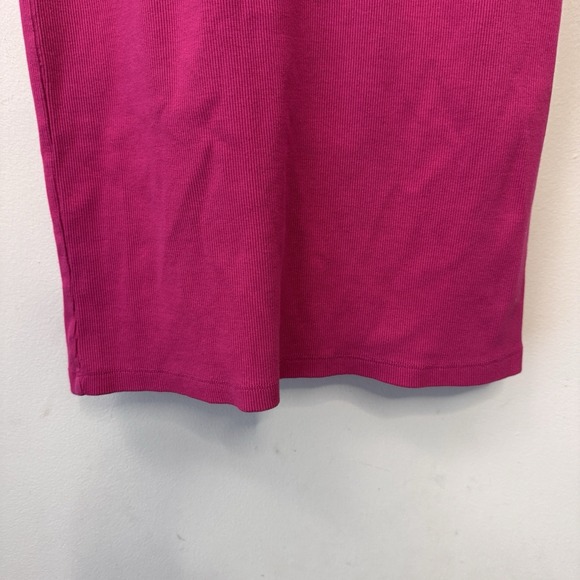Tenickab The Drop Womens Pink Ribbed Dress Size Medium Barbie Cap Shoulder - Picture 3 of 13